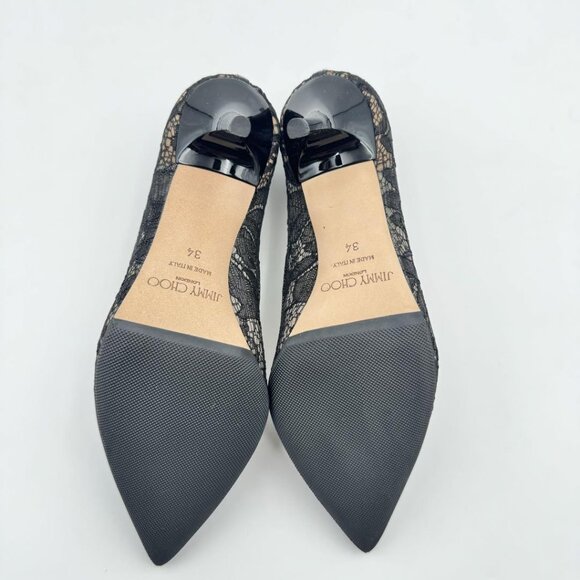 JIMMY CHOO Agnes Pointed-Toe Pumps in Black Lace - Picture 9 of 12